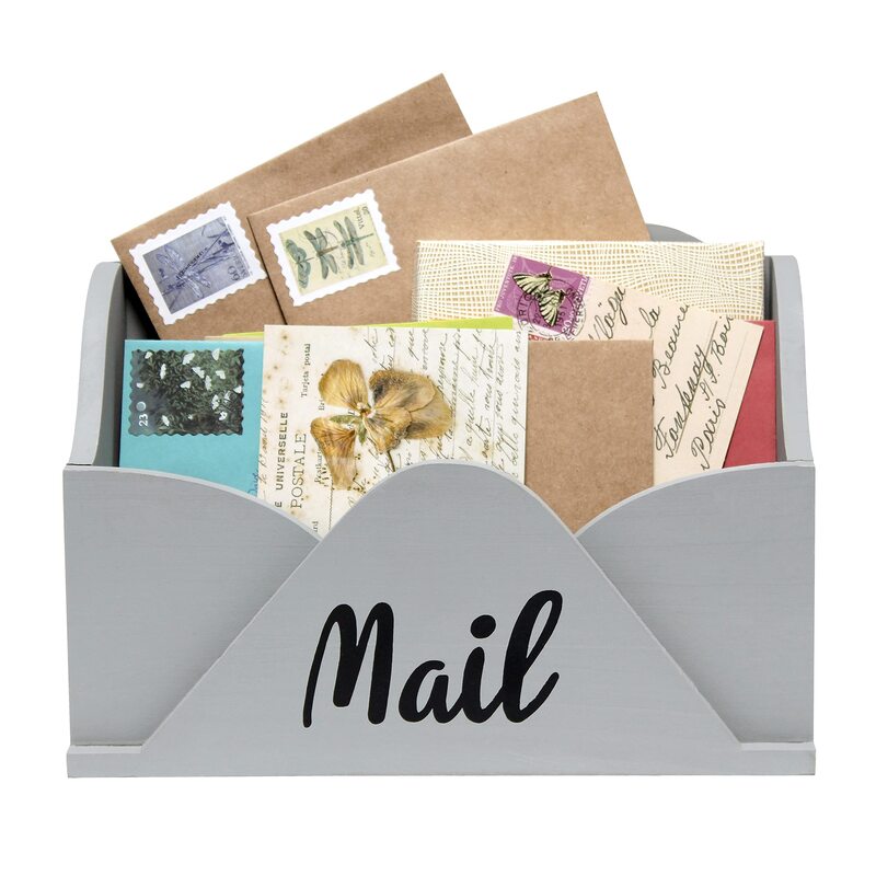 Elegant Designs Homewood Farmhouse Wooden Decorative Envelope-Shaped Desktop Letter Holder