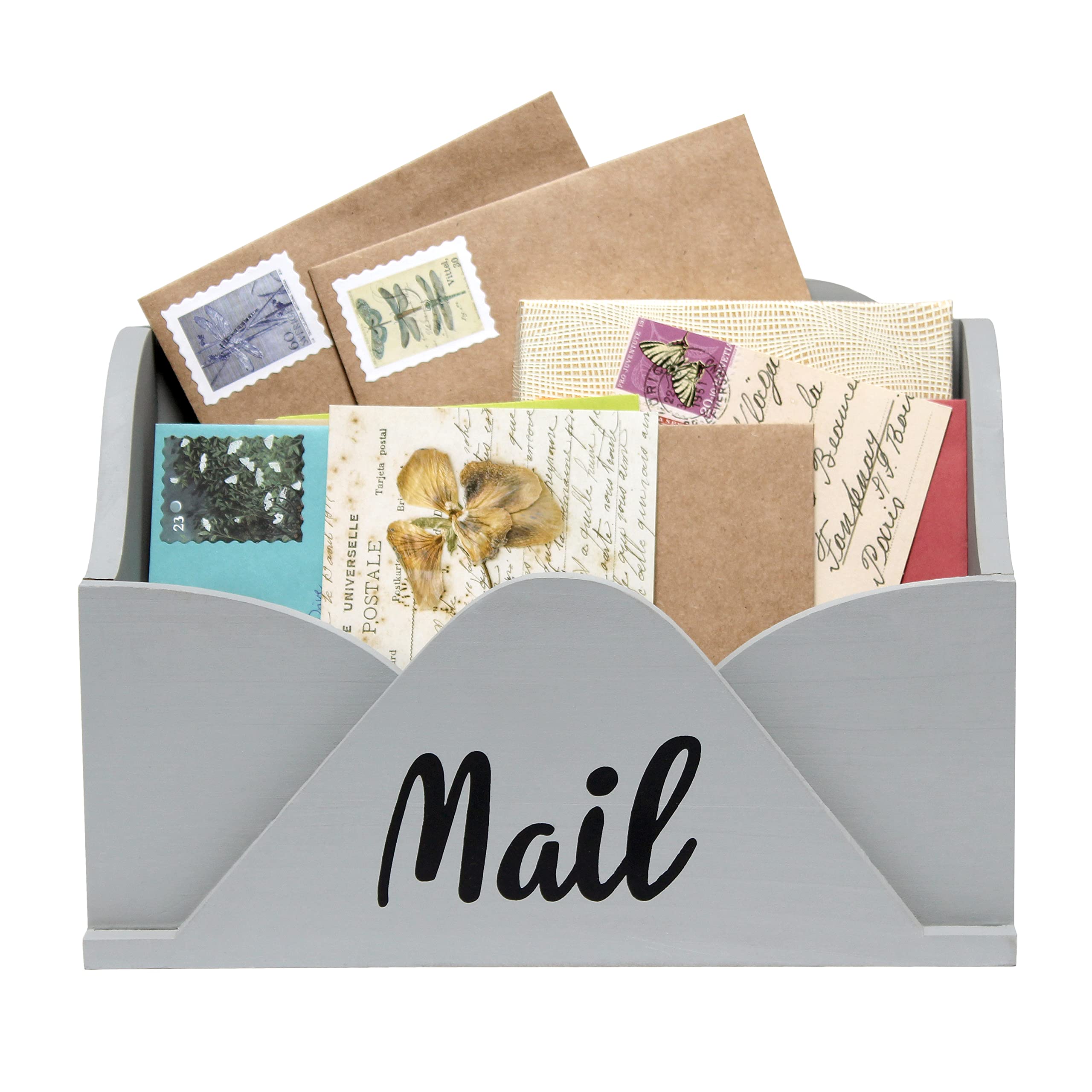 Elegant Designs Homewood Farmhouse Wooden Decorative Envelope-Shaped Desktop Letter Holder