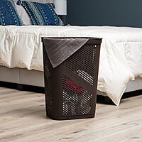 Mind Reader Slim Laundry Hamper with Lid, 60L Ventilated Plastic