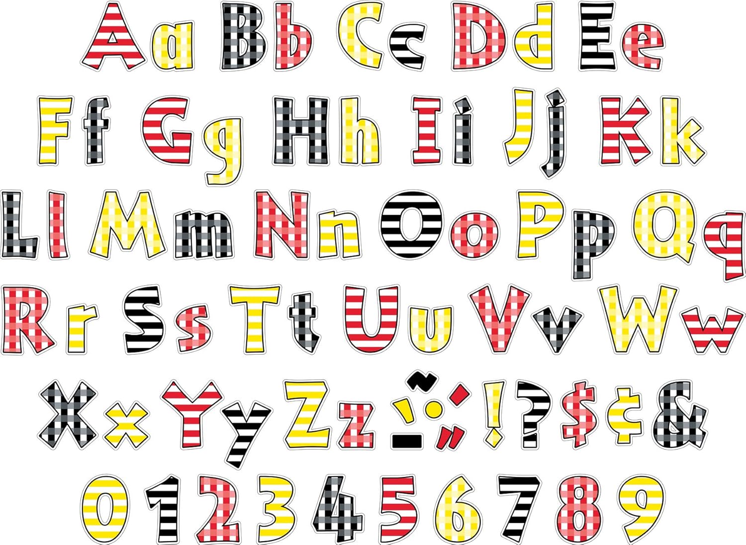 Barker Creek 4" Letter Pop-Outs 2-Pack, Buffalo Plaid & Wide Stripes, Jazz Up Your Bulletin Boards with These Colorful