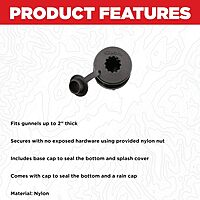 Scotty #444-BK Compact Round Threaded Flush Deck Mounting Bracket Black Sealed bottom with Rain Cap Black Small