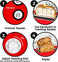 NOSTALGIA Grilled Cheese Sandwich Toaster with Easy-Clean Toasting Baskets and Adjustable Toasting Dial