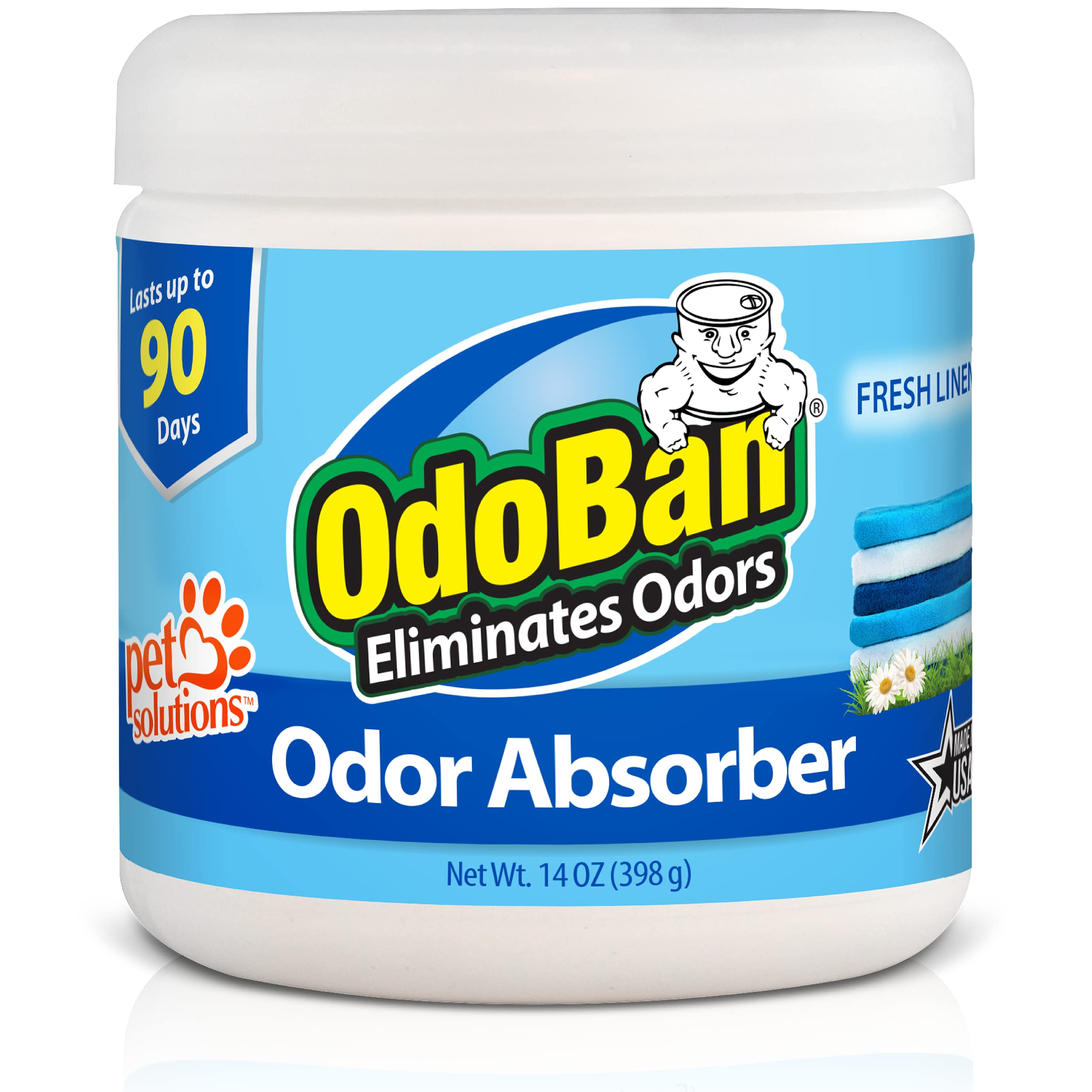 OdoBan Solid Odor Absorber Air Freshener, Fresh Linen Scent, 14 Oz