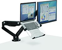 Fellowes 8044101 Adjustable Laptop Stand for Desk with Dual Monitor Arm, 17 Inch Monitor Capacity