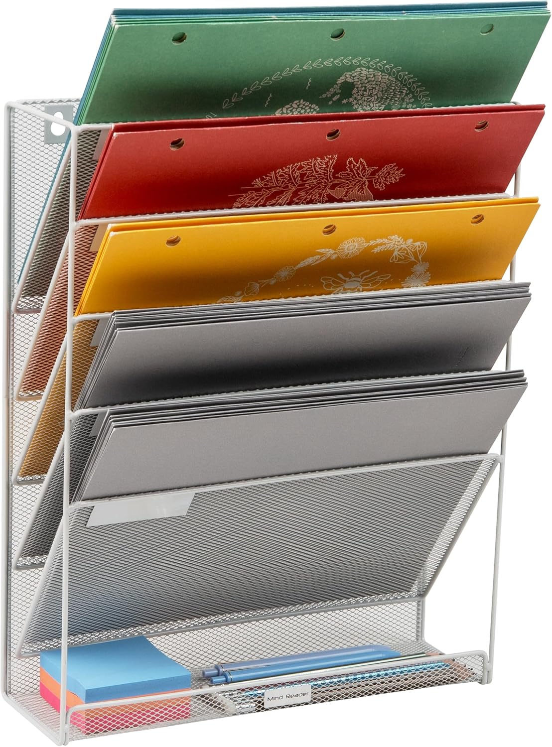 Mind Reader 5-Tier Vertical File Holder, Desktop Organizer, Wall Mount