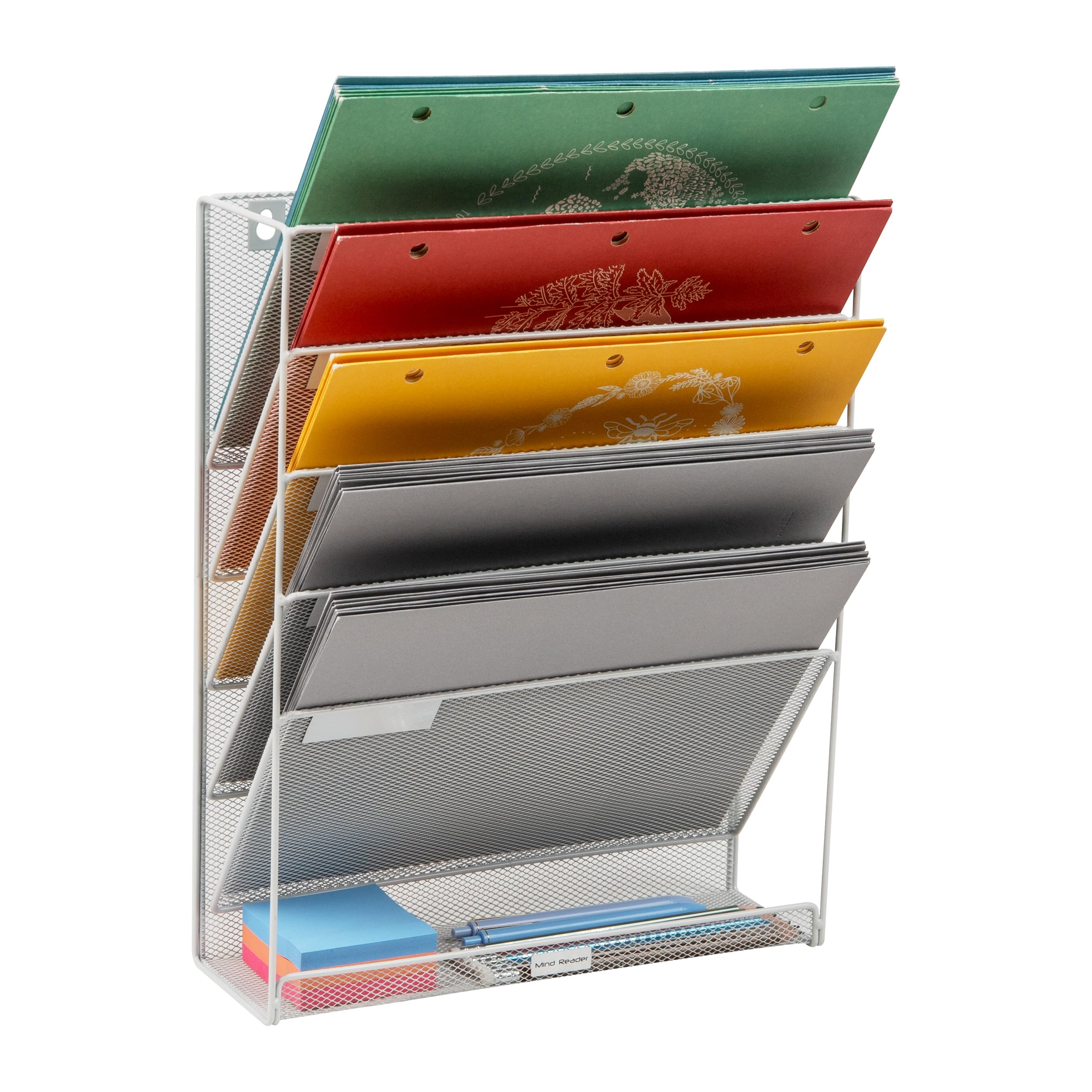 Mind Reader 5-Tier Vertical File Holder, Desktop Organizer, Wall Mount