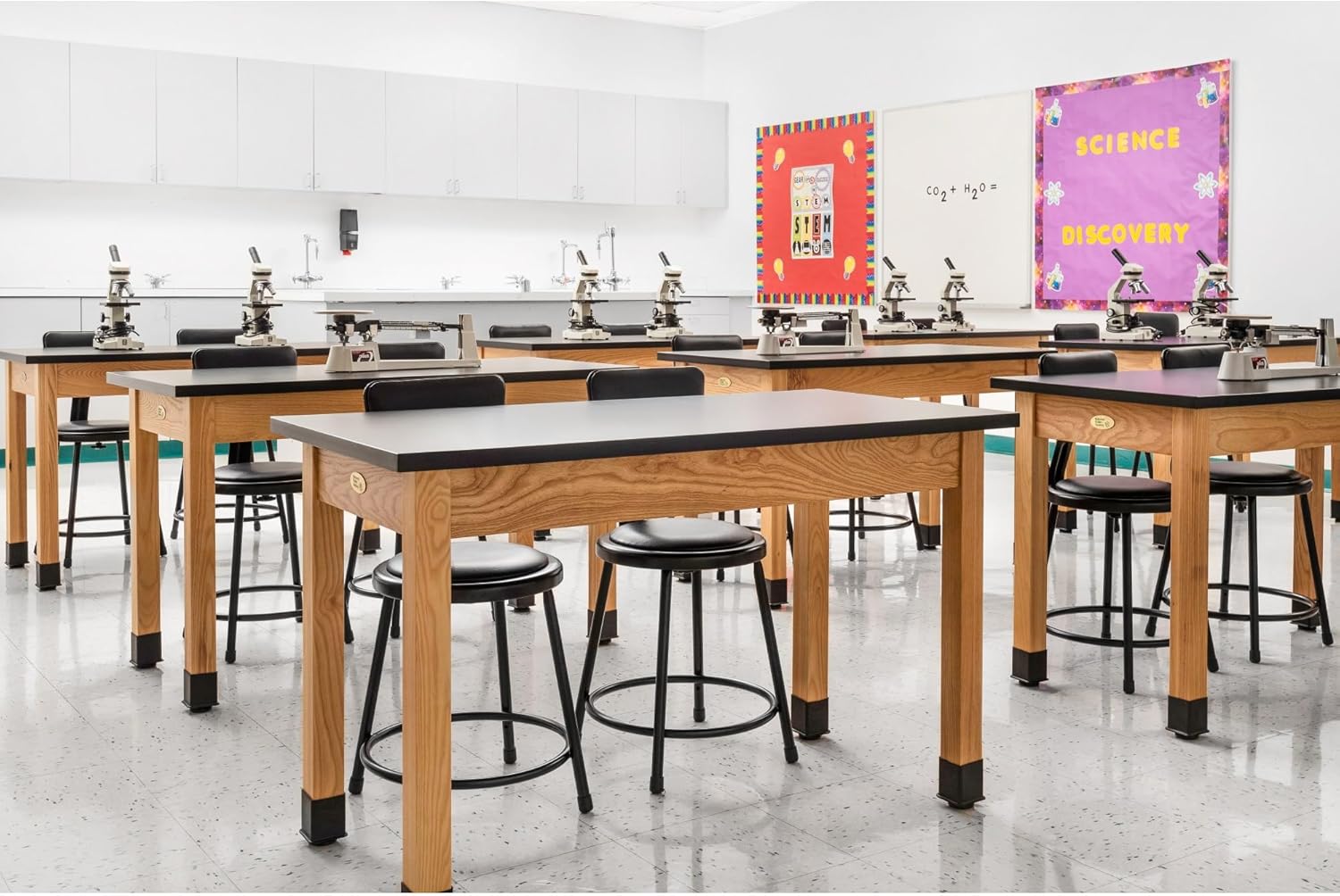 National Public Seating 6400 Vinyl Task Stool, With Backrest, 37in-39inH, Black