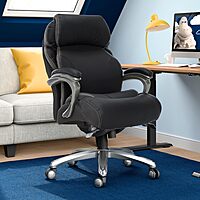 Serta Jackson Big and Tall Executive Home Office Chair with Smart Layers Technology, Wide Seat Cushion, Modern Comfy DeskChairs with Rolling Swivel Wheels, Bonded Leather, Black