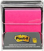 Post-it Pop-up Notes Dispenser, 3x3 in, Black Base Clear Top, Pack Includes Dispenser and a 45-Sheet Pad of Pop-up Notes