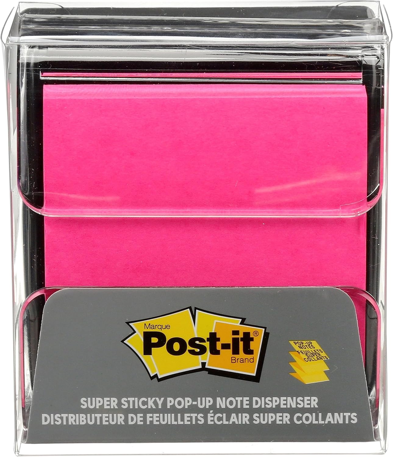 Post-it Pop-up Notes Dispenser, 3x3 in, Black Base Clear Top, Pack Includes Dispenser and a 45-Sheet Pad of Pop-up Notes