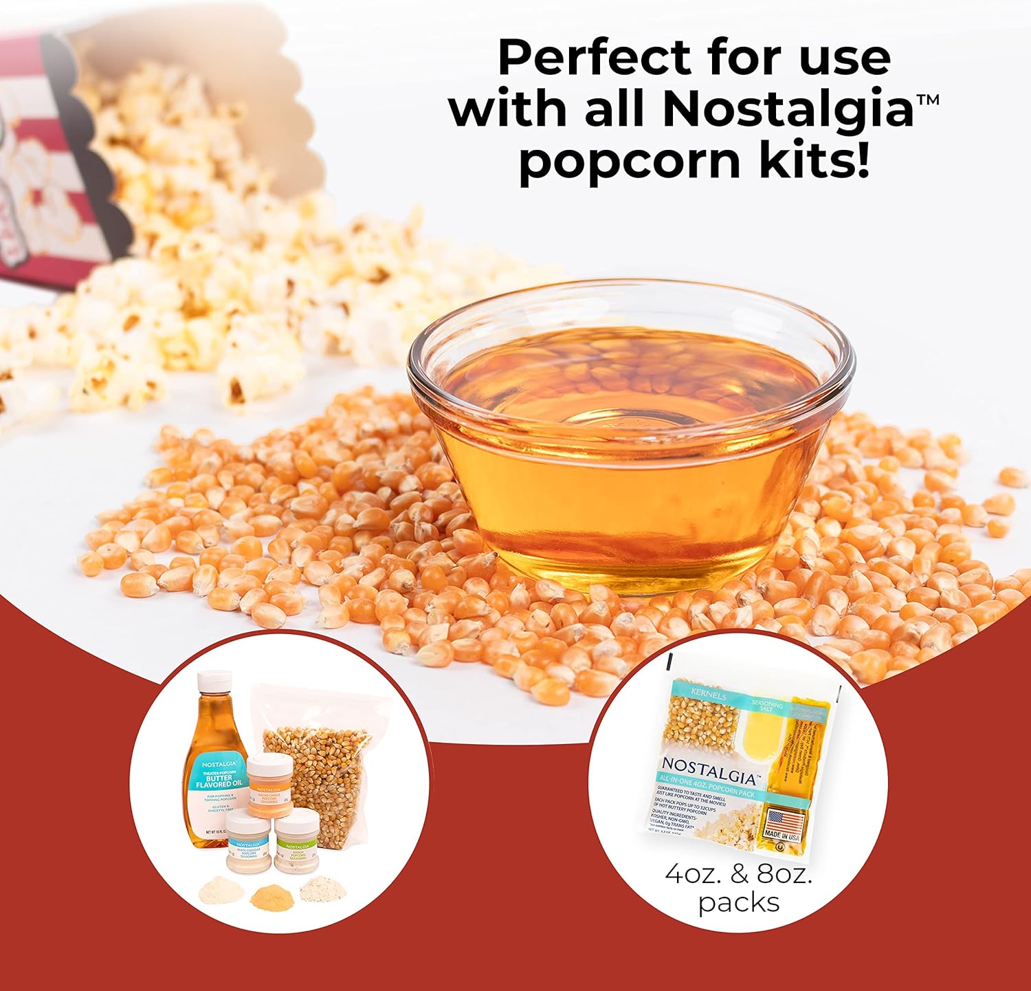 NOSTALGIA Vintage-Style Professional Popcorn Cart with 8 oz Kettle