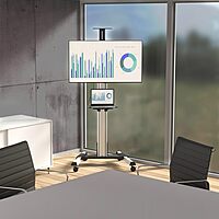 StarTech.com Heavy Duty Rolling Portable TV Cart with Wheels - 32 to 75 inch - Adjustable Rotating Mobile Flat Panel Screen Mount (STNDMTV70)