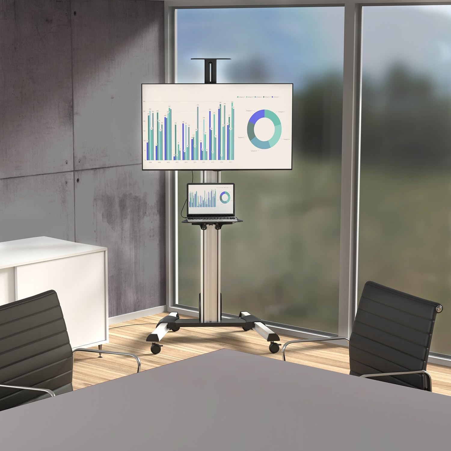 StarTech.com Heavy Duty Rolling Portable TV Cart with Wheels - 32 to 75 inch