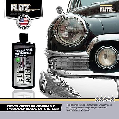 Flitz Multi Purpose Metal Polish Liquid - 16oz Bottle of USA-Made Tarnish Remover - For Aluminum, Chrome, Brass, Nickel