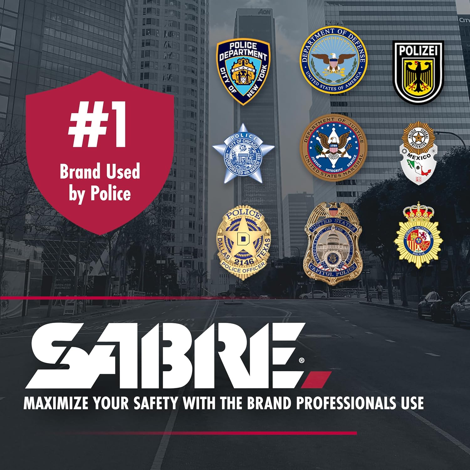 SABRE RED Compact Pepper Spray, Max Police Strength OC Spray with UV Dye, Compact Belt Clip For Easy Carry & Fast Access