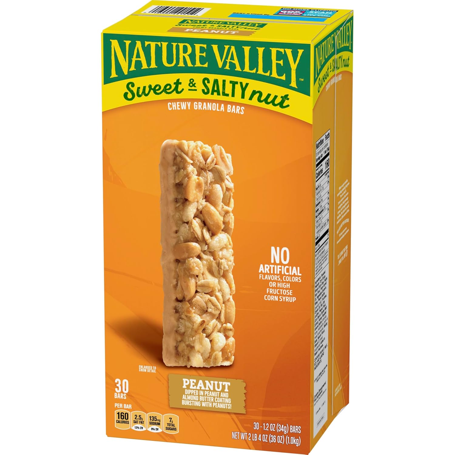 Nature Valley Sweet and Salty Granola Bars, Peanut, 30 Bars, 36 OZ Peanut 30 Count (Pack of 1)