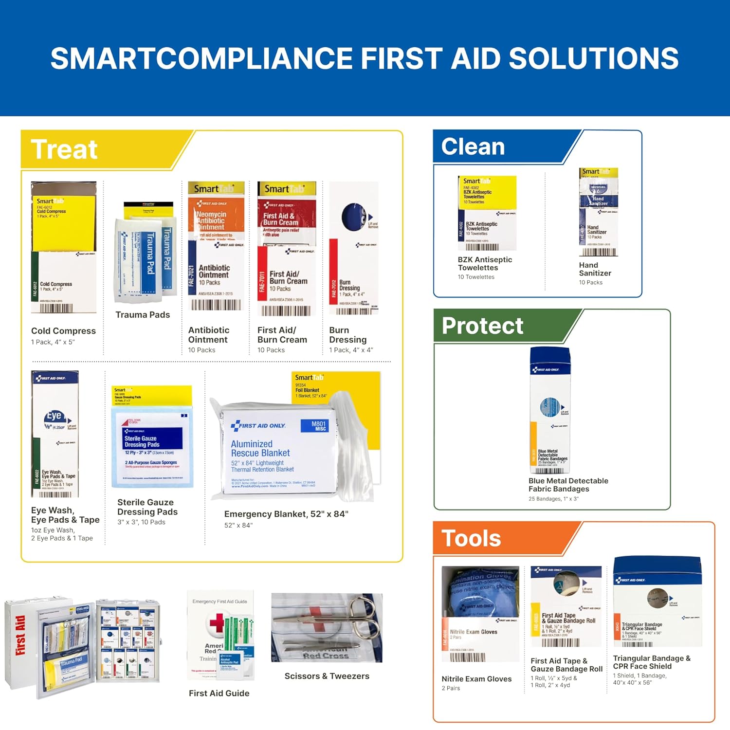 First Aid Only 90658 25-Person SmartCompliance First Aid Kit for Businesses