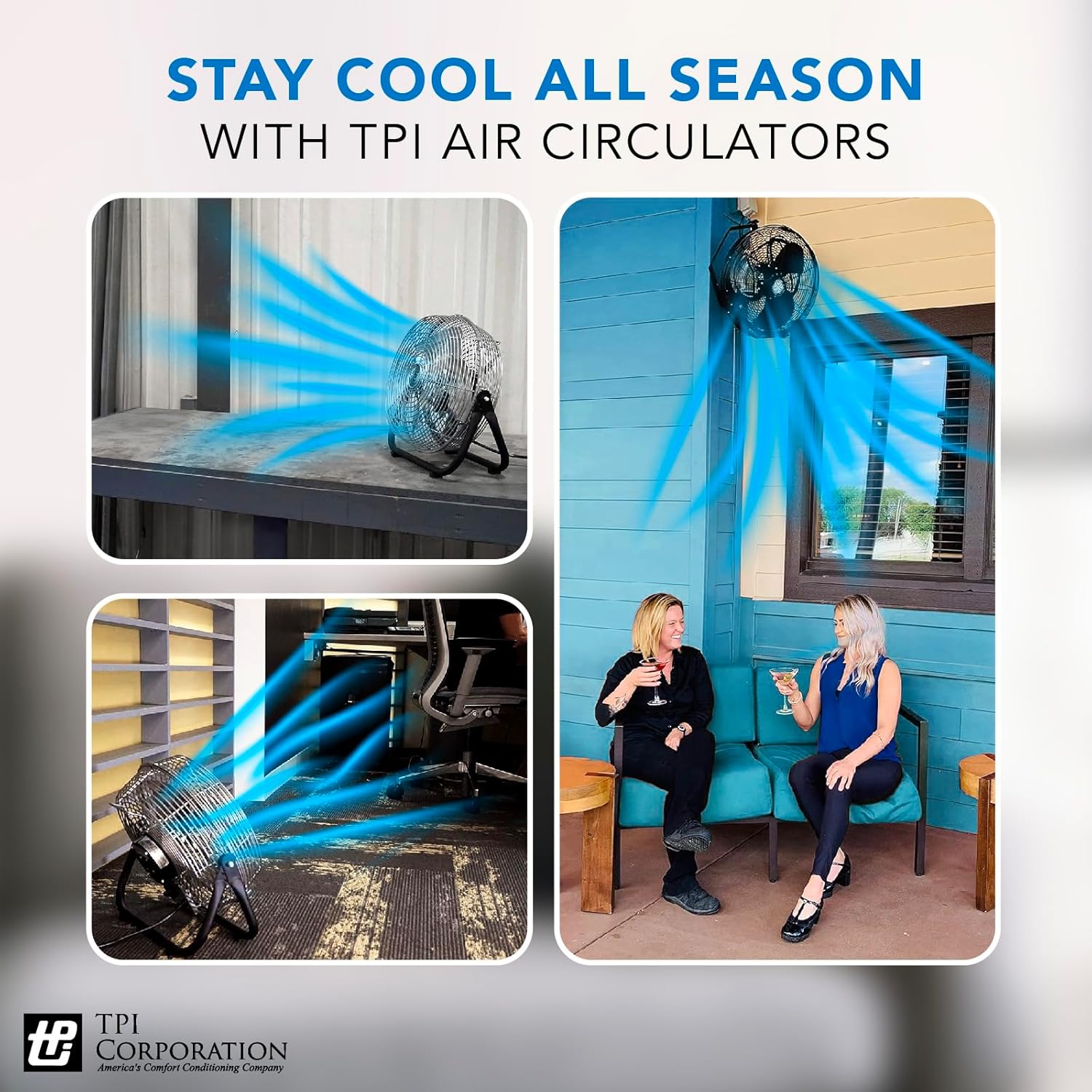 TPI Corporation ACU-30-P Unassembled Industrial Circulator and Pedestal Mount, Single Phase, 30" Diameter, 120 Volt,Grey