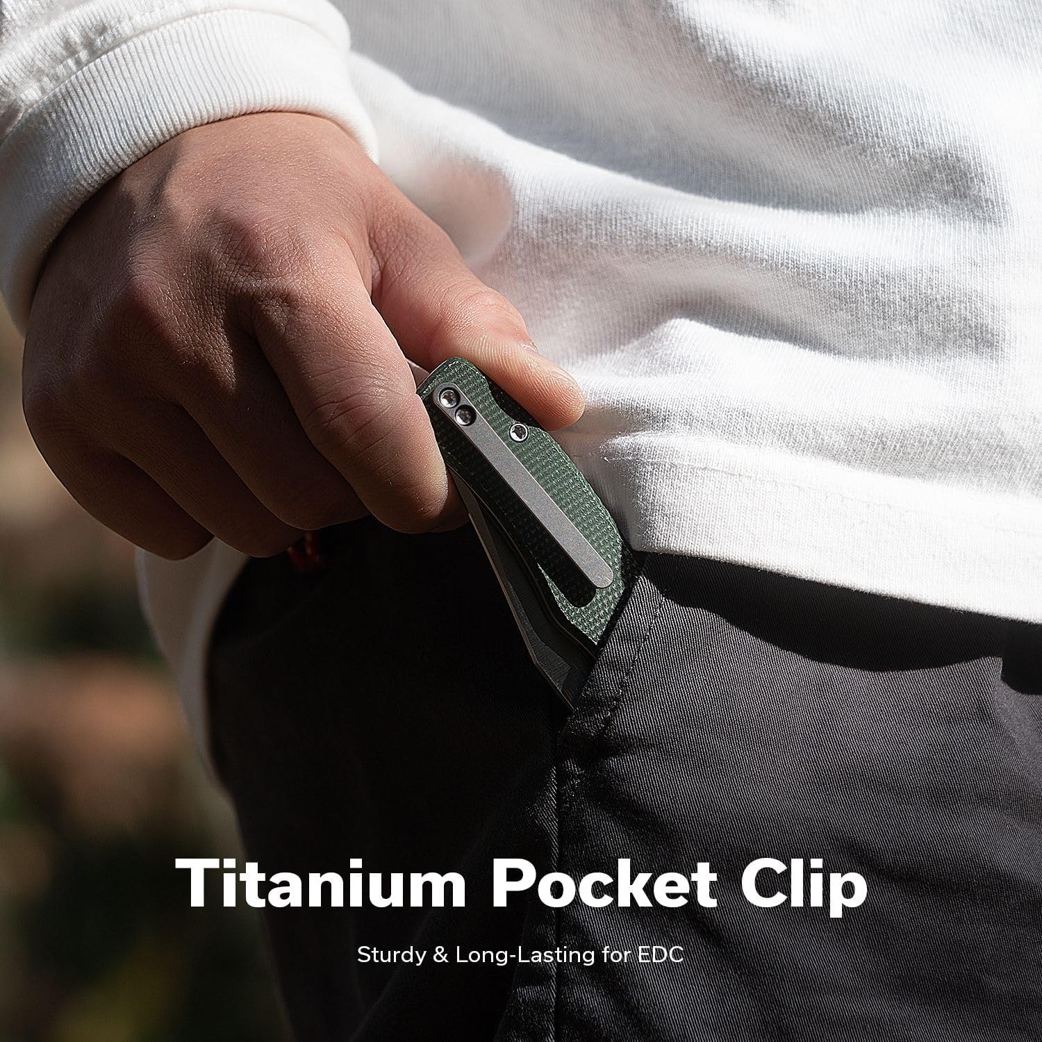 CIVIVI Clingman EDC Pocket Folding Knife, 2.99" Nitro-V, Liner Lock, Titanium Reversible Clip