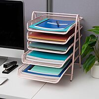 Mind Reader 5-Tier Paper Tray, Desktop Organizer, File Storage, Office, Metal Mesh, 11.75" L x 14" W x 14.5" H
