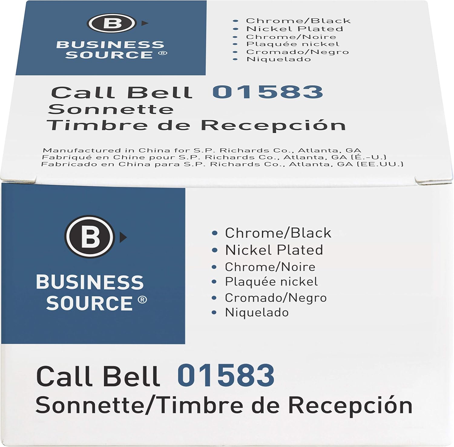 Sparco Nickel-Plated Chromed Steel Call Bell, Silver/Black