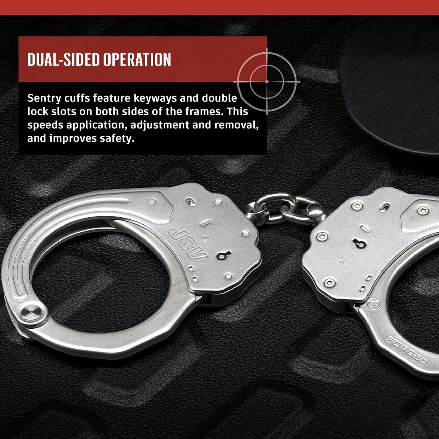 ASP Sentry Handcuffs, Professional Grade with Stainless Steel Frames, Forged Steel Bows, Dual-Sided Keyways