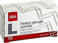 Office Depot Brand Paper Clips, 500 Total, Jumbo, Silver, 100 Per Box, Pack Of 5 Boxes