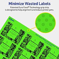 Avery Printable Rectangle Labels, Sure Feed Technology, 2" x 2-5/8", Neon Green Labels, Laser/Inkjet Printable, 150 Total