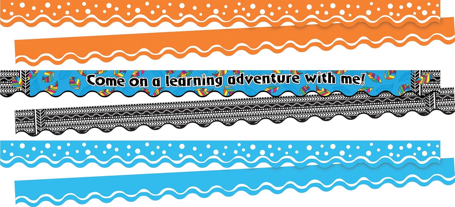 Barker Creek Double-Sided Scalloped Edge Border, Learning Adventure, Trim Out Bulletin Boards and Create Colorful Displays
