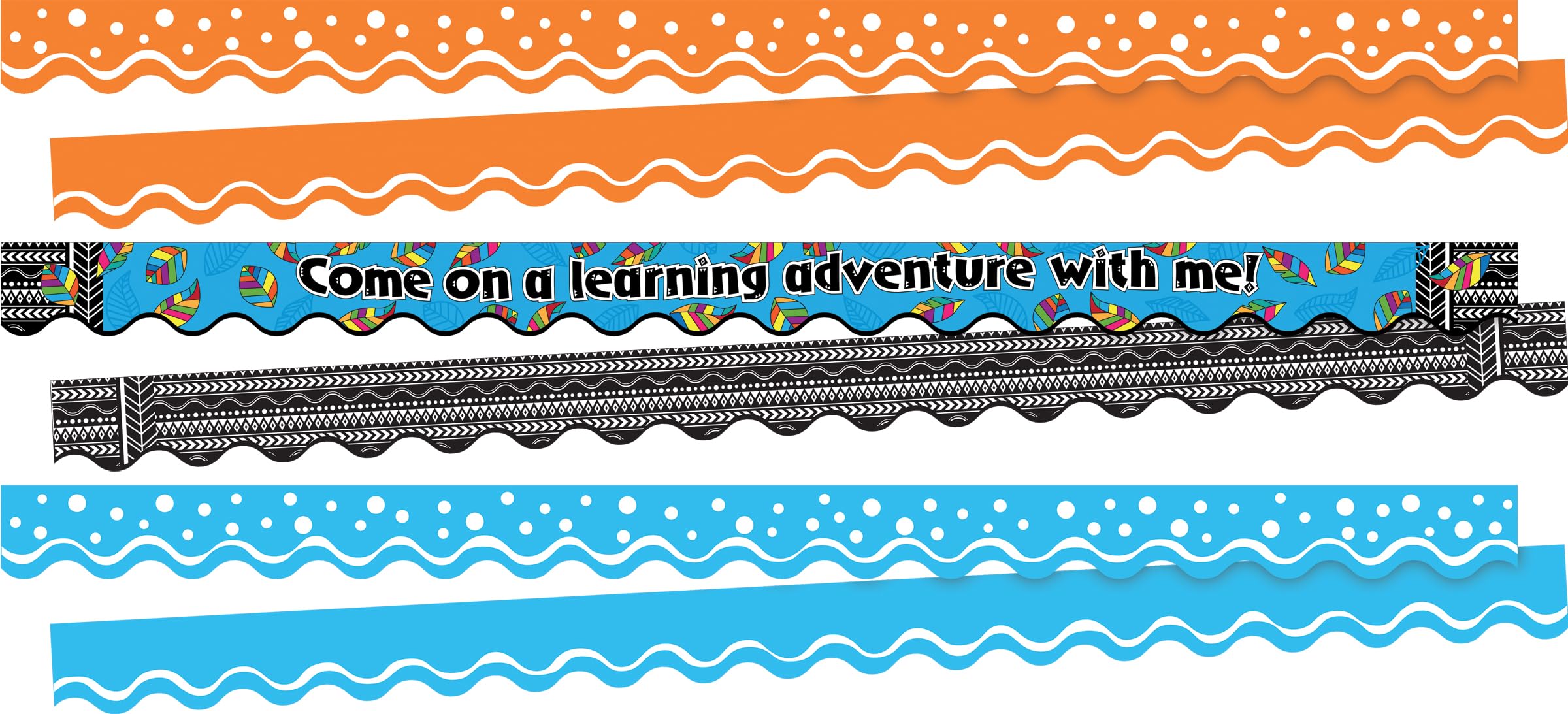 Barker Creek Double-Sided Scalloped Edge Border, Learning Adventure, Trim Out Bulletin Boards and Create Colorful Displays