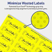Avery Printable Rectangle Labels, Sure Feed Technology, 3/4" x 2-1/4", Neon Yellow, 300 Count