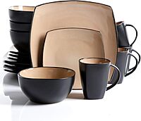 Gibson Elite Soho Lounge 16-Piece Dinnerware Set, Taupe
