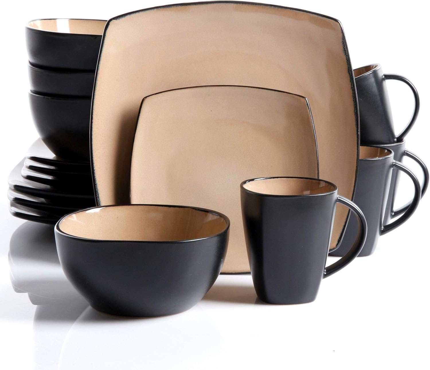 Gibson Elite Soho Lounge 16-Piece Dinnerware Set, Taupe
