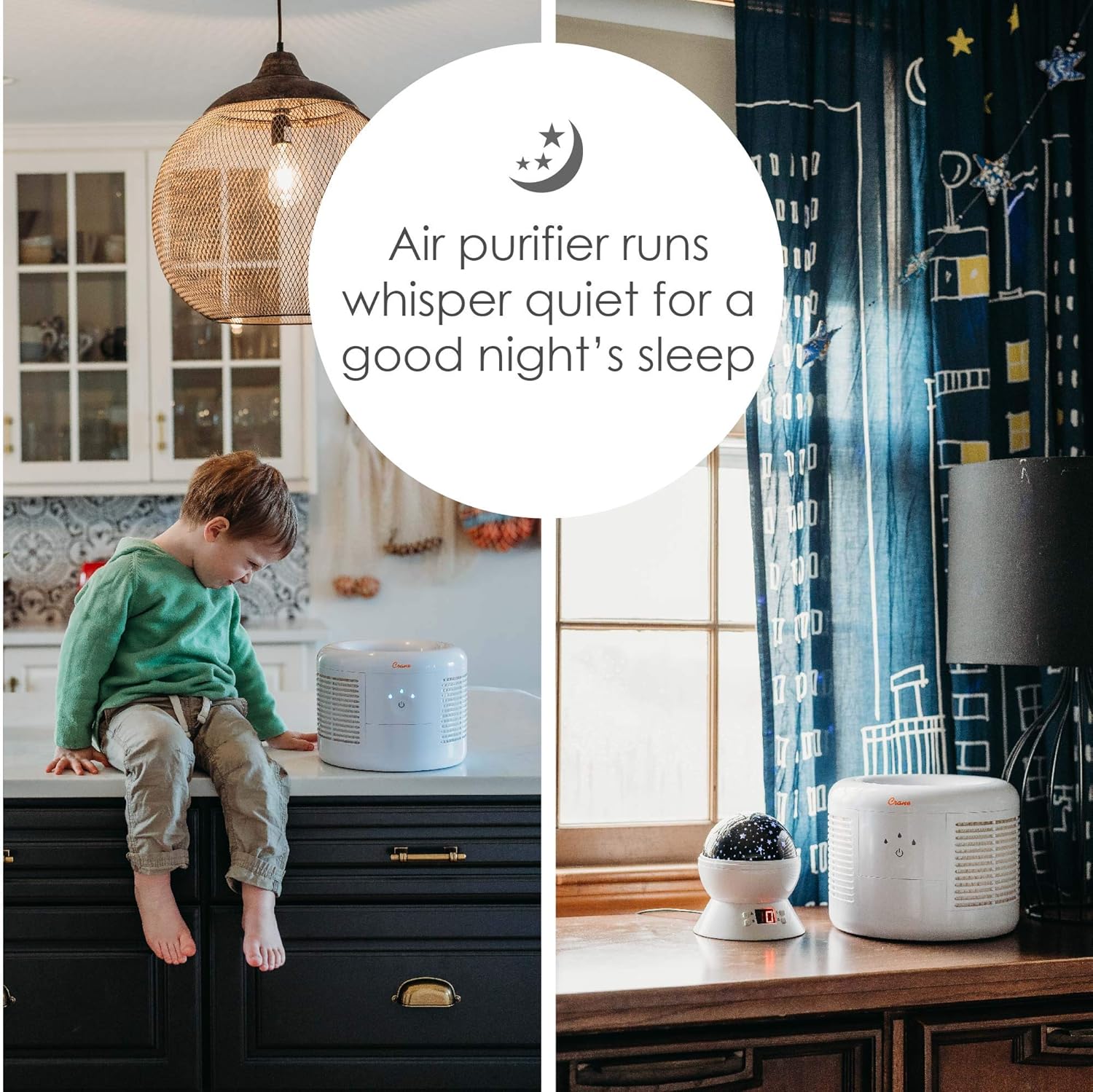 CRANE Air Purifier with True HEPA Filter