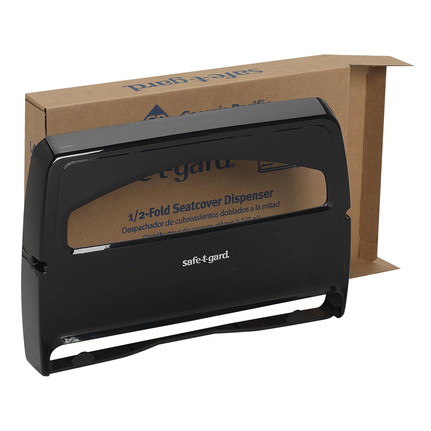 Safe-T-Gard 1/2 Fold Toilet Seat Cover Dispenser by GP PRO (Georgia-Pacific); Black; 57748; 16.375" W x 2.500" D x 11.750" H