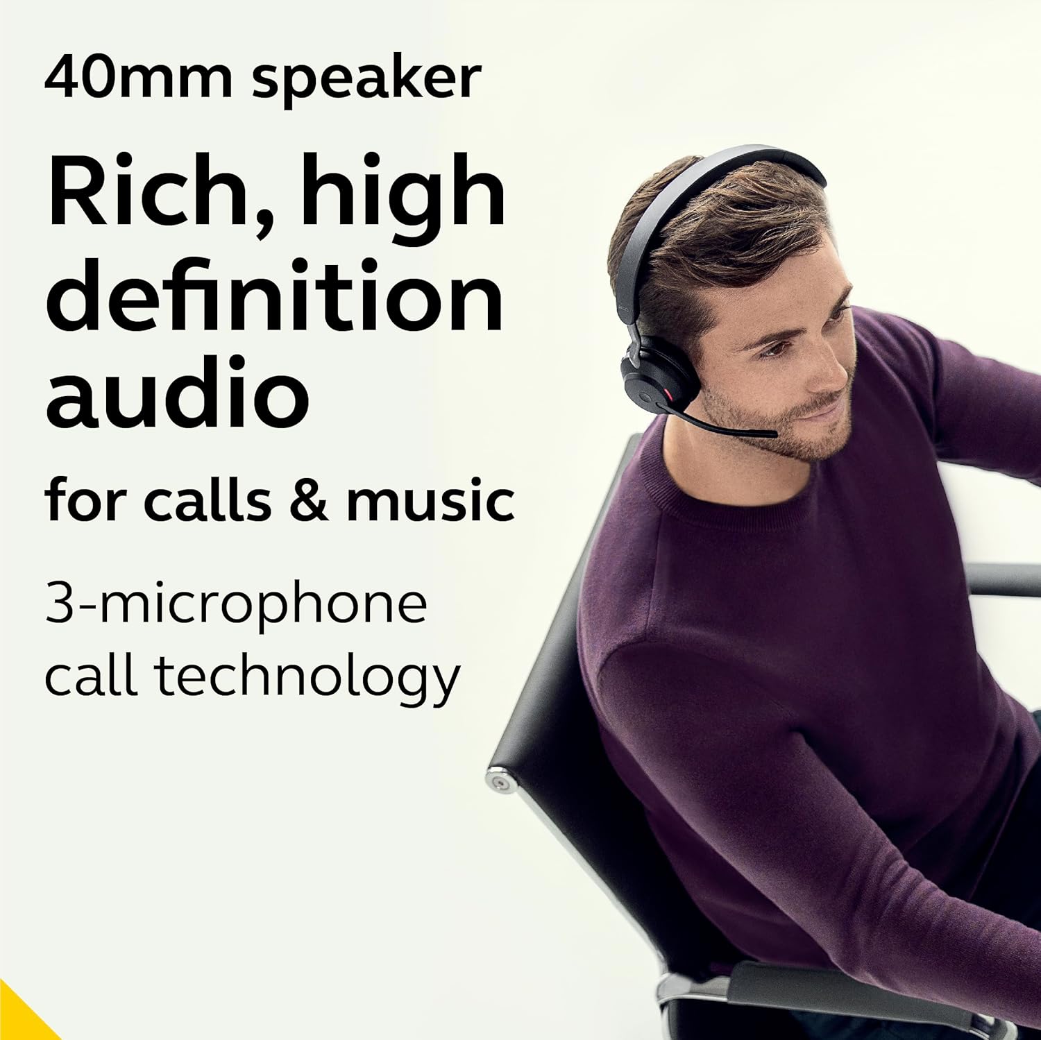 Jabra Evolve2 65 Wireless Headset On-Ear Bluetooth Headphones for Calls and Music