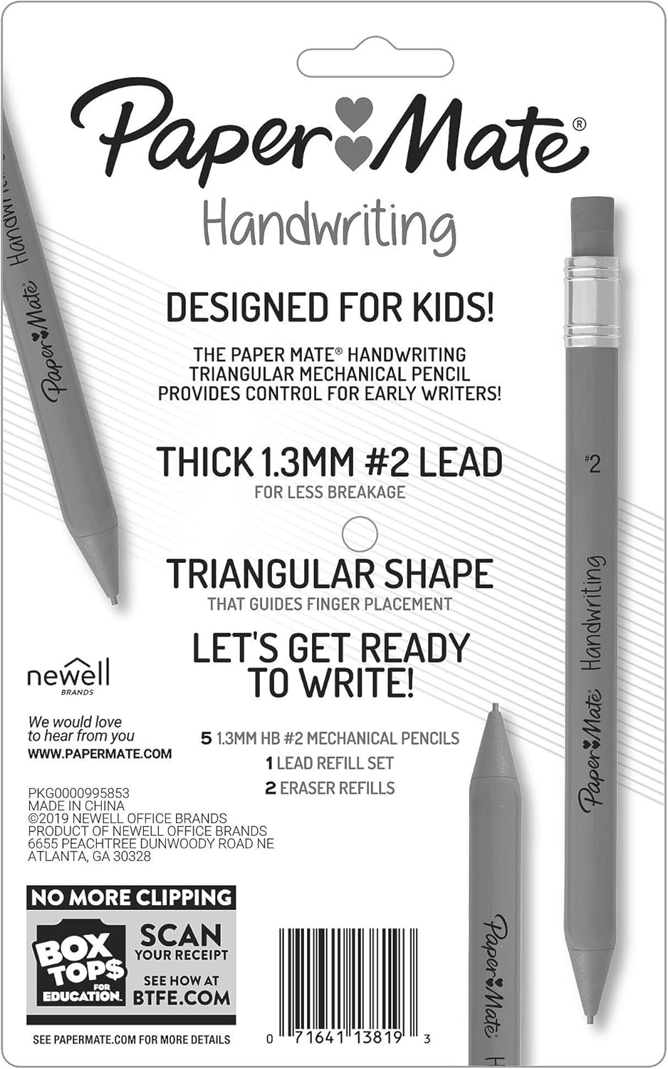 Paper Mate Handwriting Triangular Mechanical Pencil Set, 1.3 mm, Assorted Colors, Pack of 5