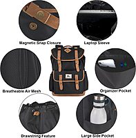 Kelty 18 Inch Laptop Travel Backpack, Drawstring Anti-Theft Backpack with Laptop Compartment, Side Pockets for Men, Women (Black Travel Rucksack)