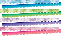 BARKER CREEK Double-Sided Scalloped Border Set of 4, Tie-Dye and Ombré, Multi-Design, 39' Each of 4 Designs, Blue, Lime, Purple, and Pink Colors, Total of 156' of Double-Sided Border in Set (4327)