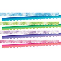 BARKER CREEK Double-Sided Scalloped Border Set of 4, Tie-Dye and Ombré, Multi-Design, 39' Each of 4 Designs, Blue, Lime, Purple, and Pink Colors, Total of 156' of Double-Sided Border in Set (4327)
