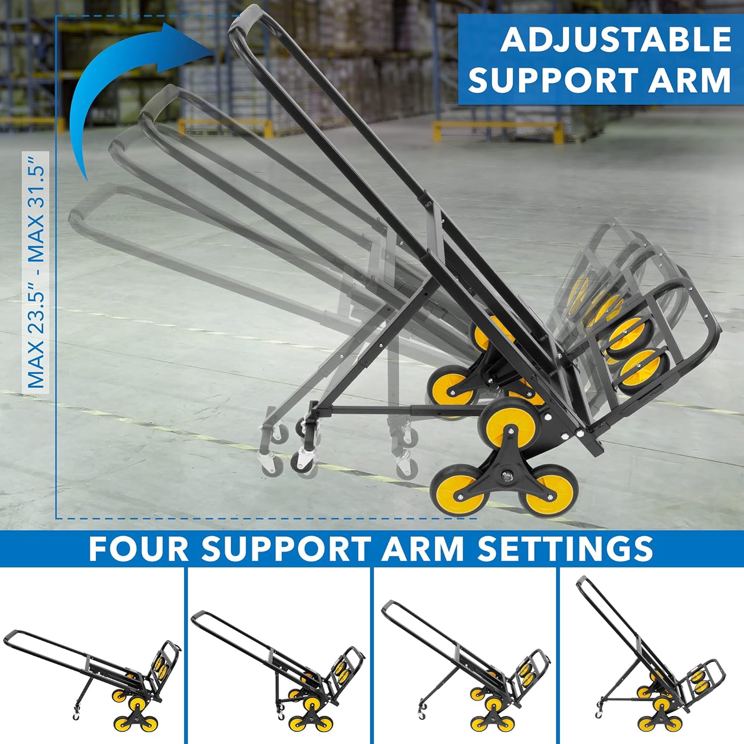 Mount-It! Stair Climbing Cart - 3 Wheel Stair Climbing Dolly - Easily Lift Heavy Items Up and Down Steps with Stair Climber