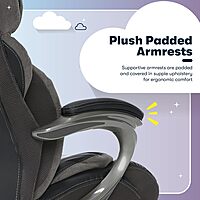 Serta Jackson Big and Tall Executive Home Office Chair with Smart Layers Technology, Wide Seat Cushion, Modern Comfy DeskChairs with Rolling Swivel Wheels, Bonded Leather, Black