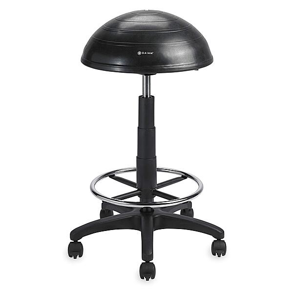 Gaiam Balance Ball Chair Stool, Half-Dome Stability Ball Adjustable Tall Office Black | 33-Inch
