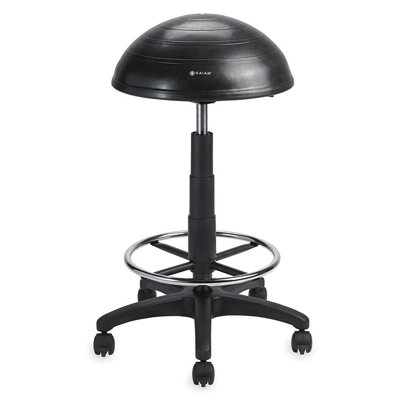 Gaiam Balance Ball Chair Stool, Half-Dome Stability Ball Adjustable Tall Office Black | 33-Inch