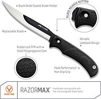 OUTDOOR EDGE RazorMax Replaceable Fixed Blade Hunting Knife with Drop-Point & Boning/Fillet Blades