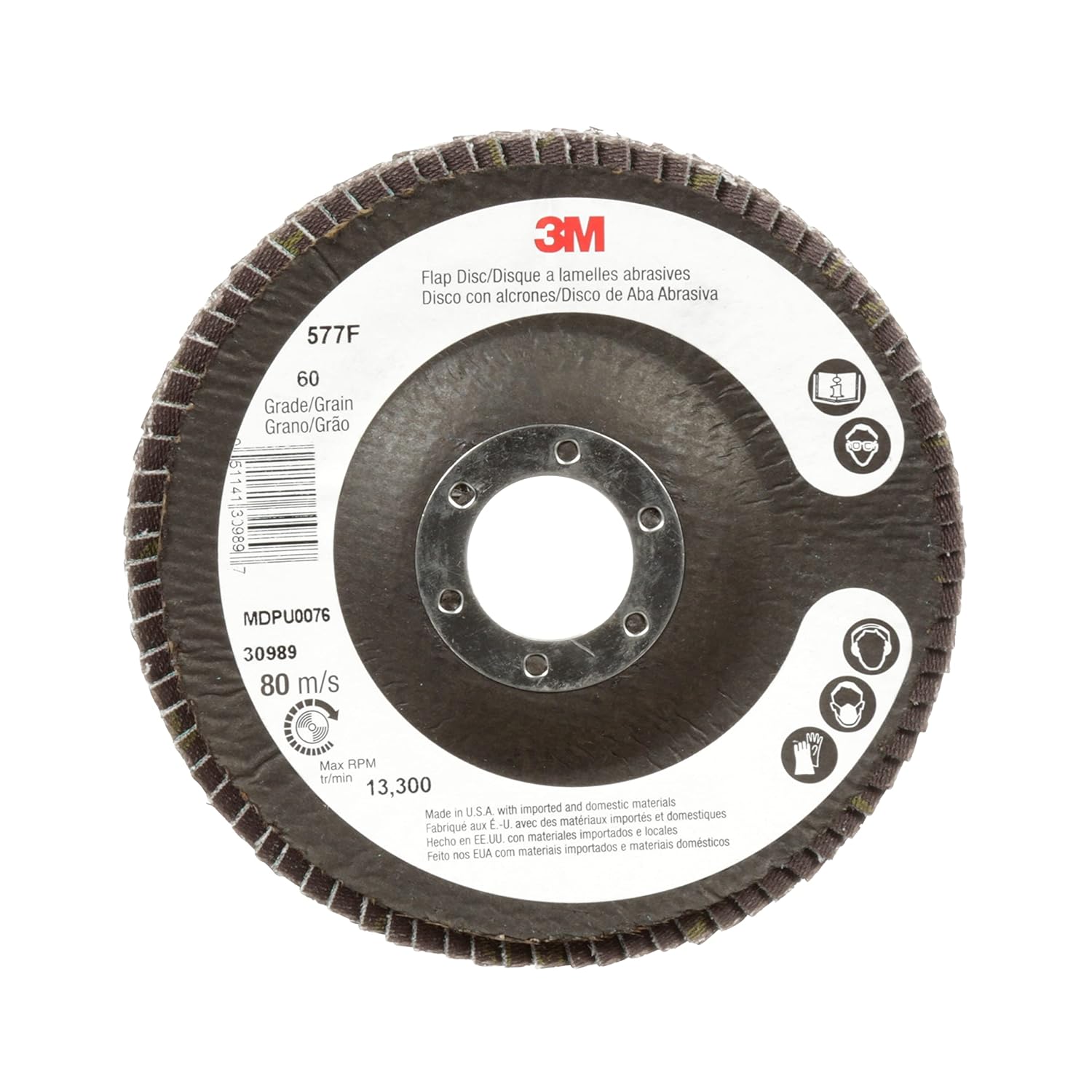 3M Flap Disc 577F - 36 Grit Aluminum Zirconia - Type 27 Angle Grinder Disc - High Pressure Grinding Disc