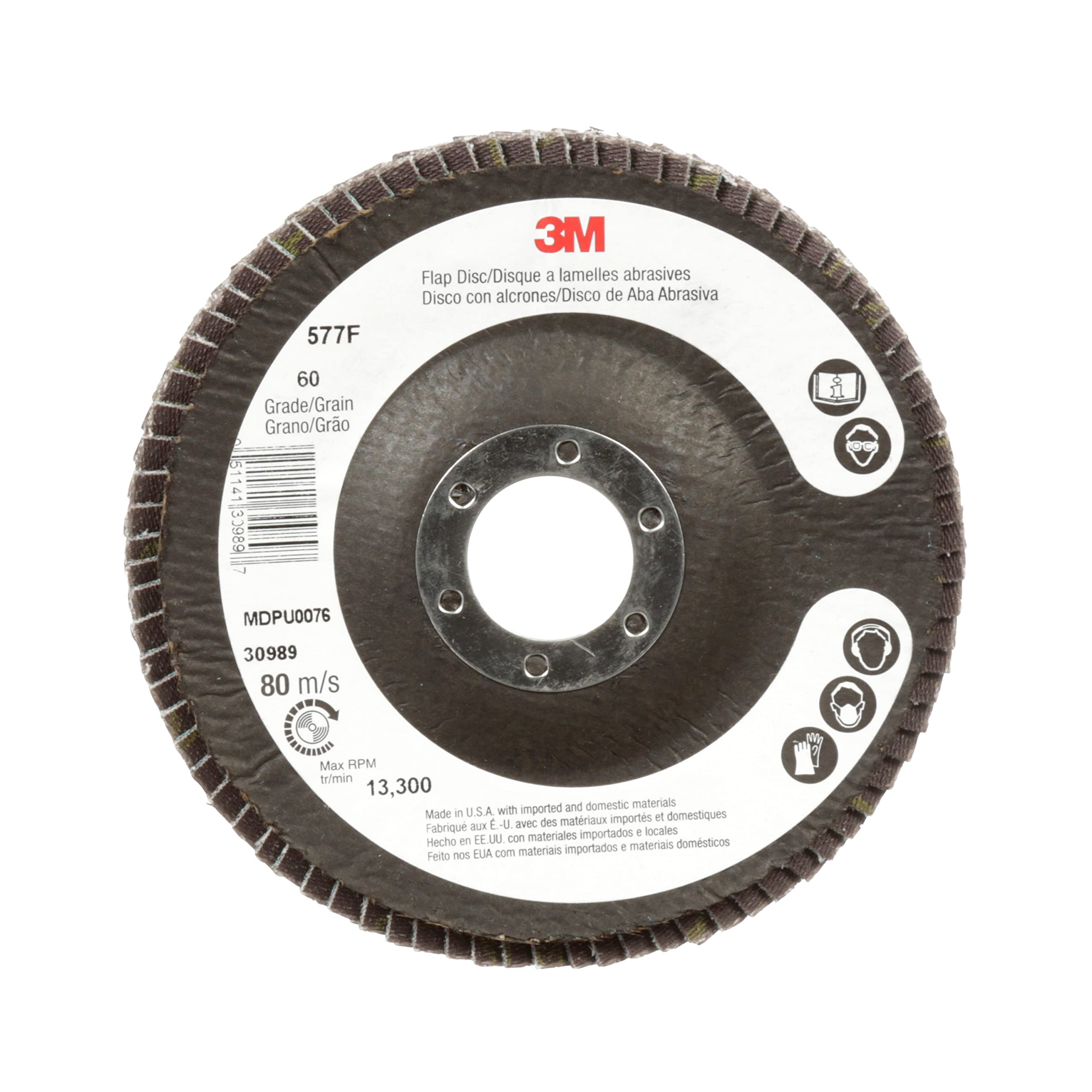 3M Flap Disc 577F - 36 Grit Aluminum Zirconia - Type 27 Angle Grinder Disc - High Pressure Grinding Disc