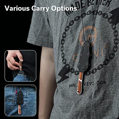 CIVIVI Mini Elementum Fixed Blade Knife with Kydex Sheath and Chain
