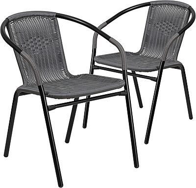 Flash Furniture Lila Rattan Stackable Indoor/Outdoor Dining Chairs