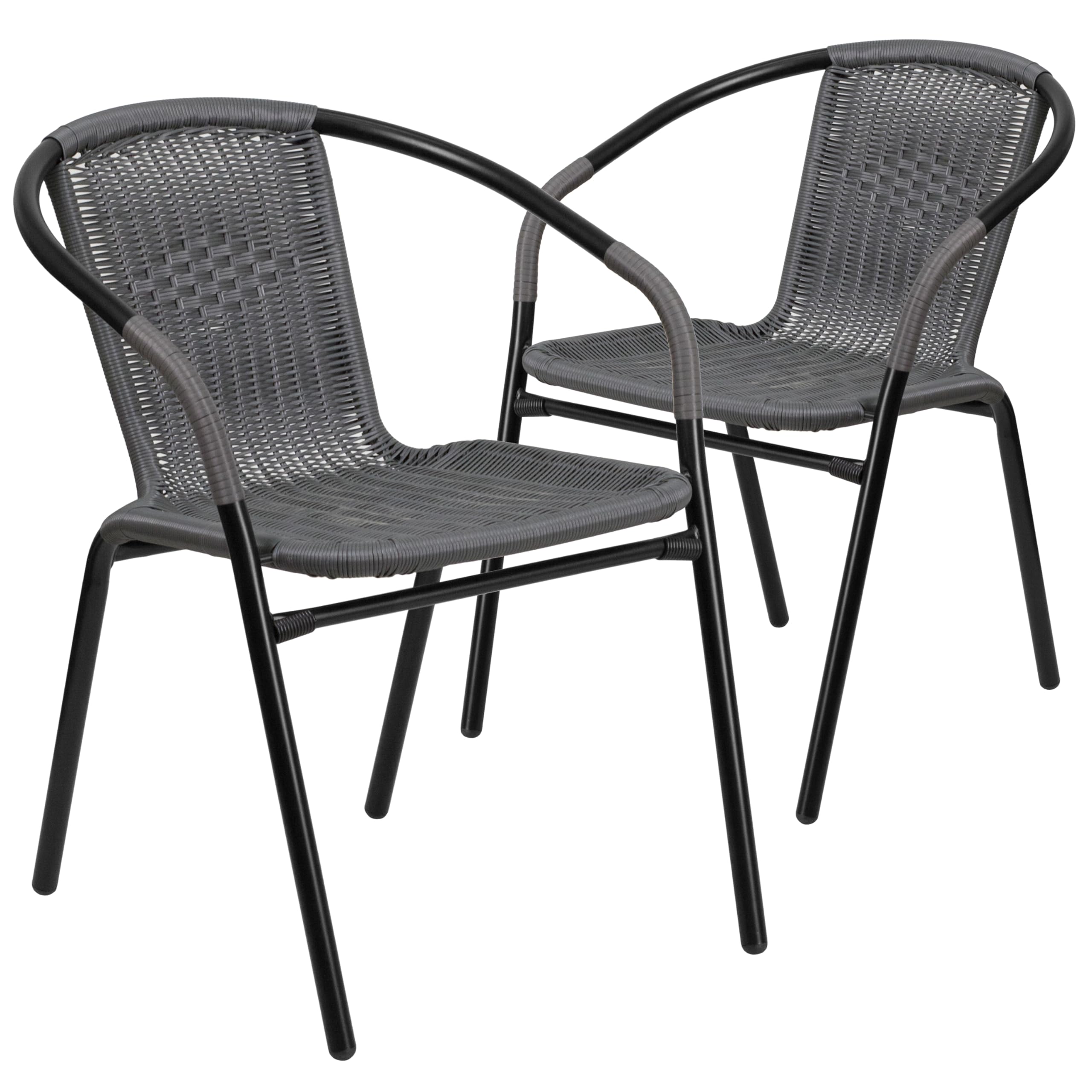 Flash Furniture Lila Rattan Stackable Indoor/Outdoor Dining Chairs